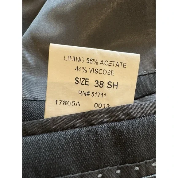 John Varvatos Suit 2 Piece Mens 38 SH Set Worsted Wool Single Needle Black 32 SH